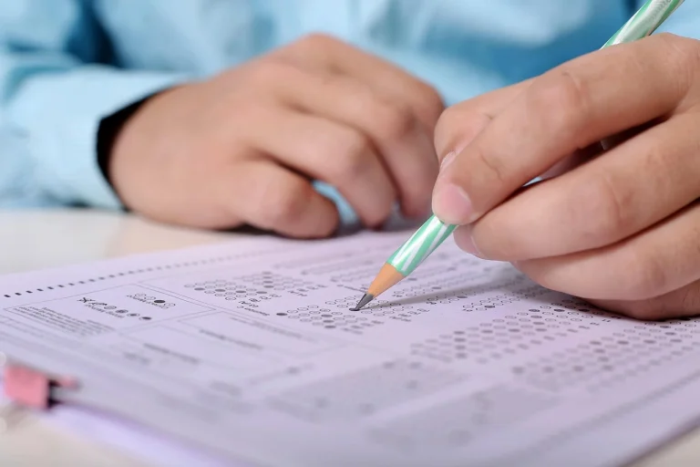 student attempting exam