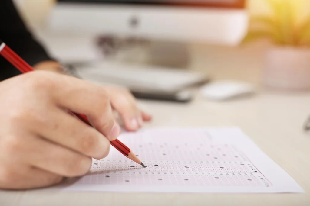 student attempting exam